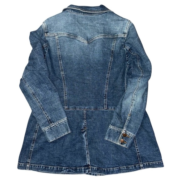 Venezia Girls 14/16 Blue Jean Jacket with Mid-Thigh Length Classic Denim Trucker - Picture 3 of 4